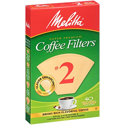 Melitta #2 Cone Coffee Filters, Natural Brown, 40 Count