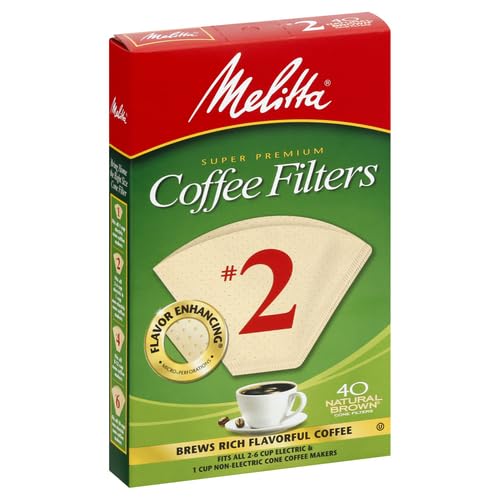 Melitta #2 Cone Coffee Filters, Natural Brown, 40 Count