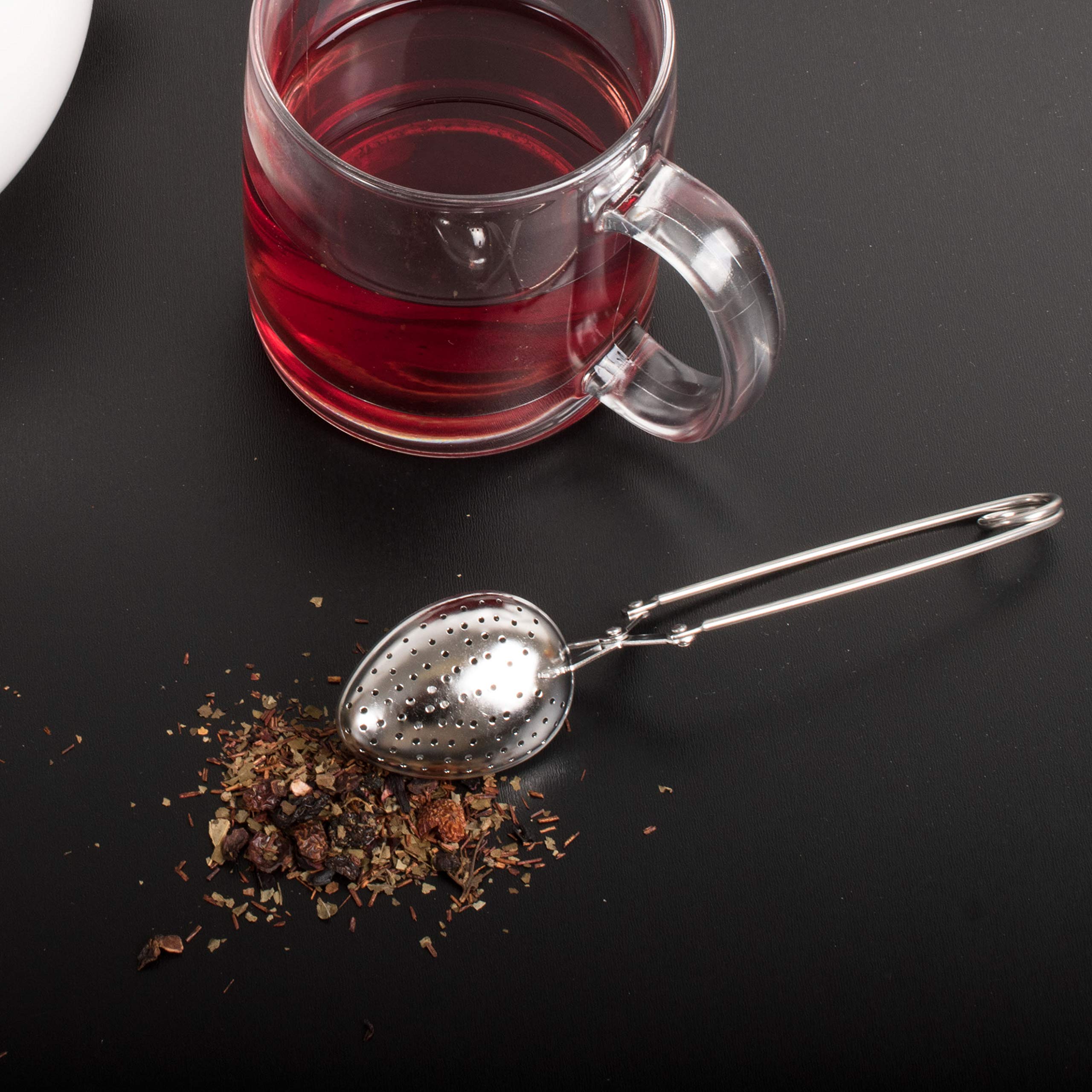 HIC Long Handle Loose Leaf Snap Tea Infuser Spoon, 18/8 Stainless Steel Mesh, 1.5-Inch