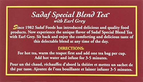 Sadaf Earl Grey Tea Bags | Special Blend Earl Grey Ceylon Black Tea | Product harvested in Sri Lanka | 50 bags (pack of 1)