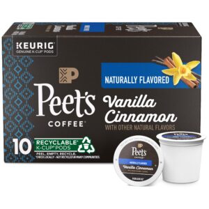 peet’s coffee, vanilla cinnamon - flavored coffee, 10 k-cup pods for keurig brewers (1 box of 10 pods), light roast