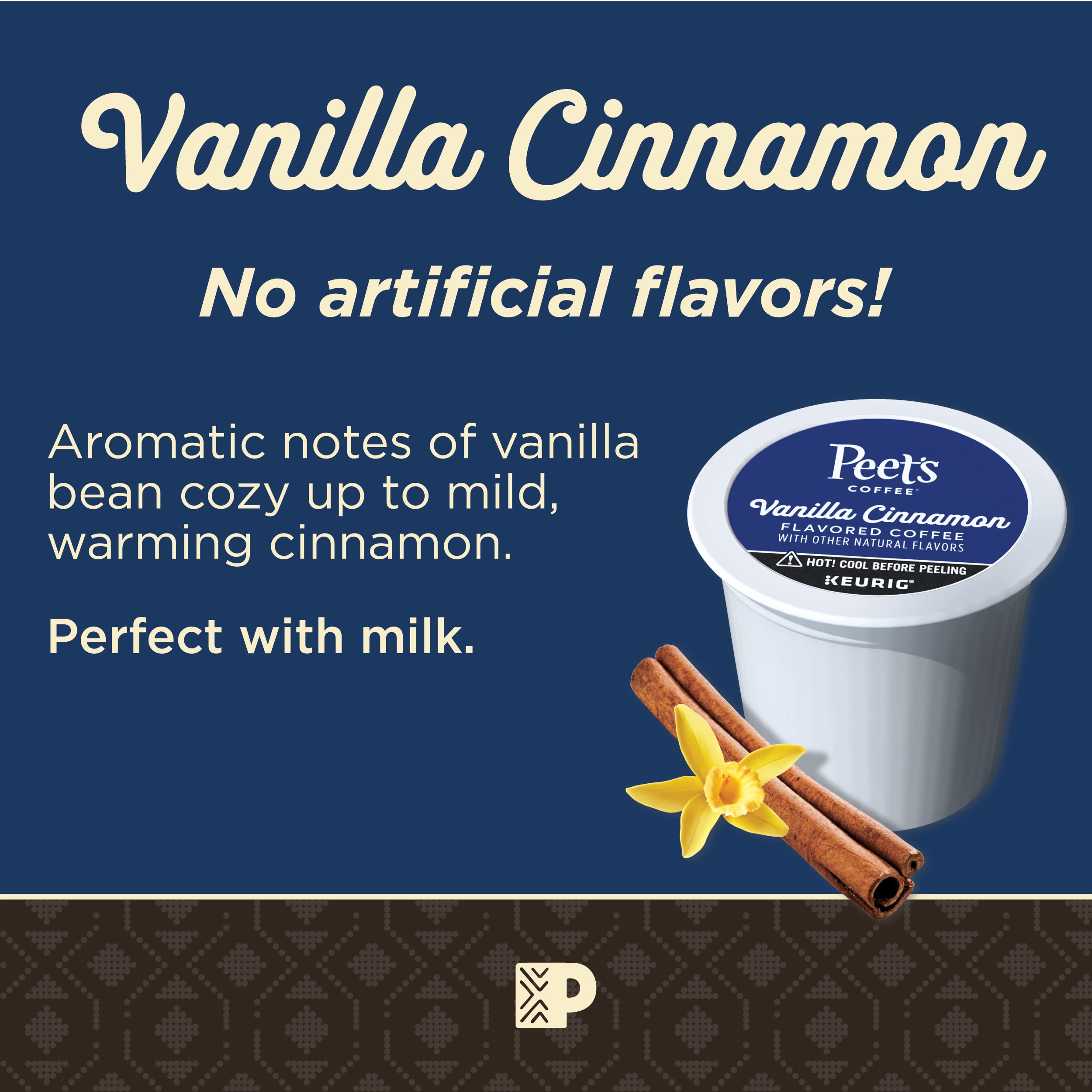 Peet’s Coffee, Vanilla Cinnamon - Flavored Coffee, 10 K-Cup Pods for Keurig Brewers (1 box of 10 pods), Light Roast