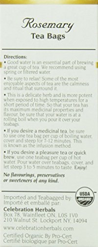 CELEBRATION HERBALS Rosemary Leaf Tea Organic 24 Bag, 0.74 Ounce