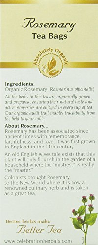 CELEBRATION HERBALS Rosemary Leaf Tea Organic 24 Bag, 0.74 Ounce