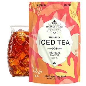 harney & sons tropical fresh brew iced tea pouches, mango, 15.0 count