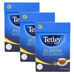 tetley tea, elaichi (cardamom), 72-count tea bags (pack of 3)