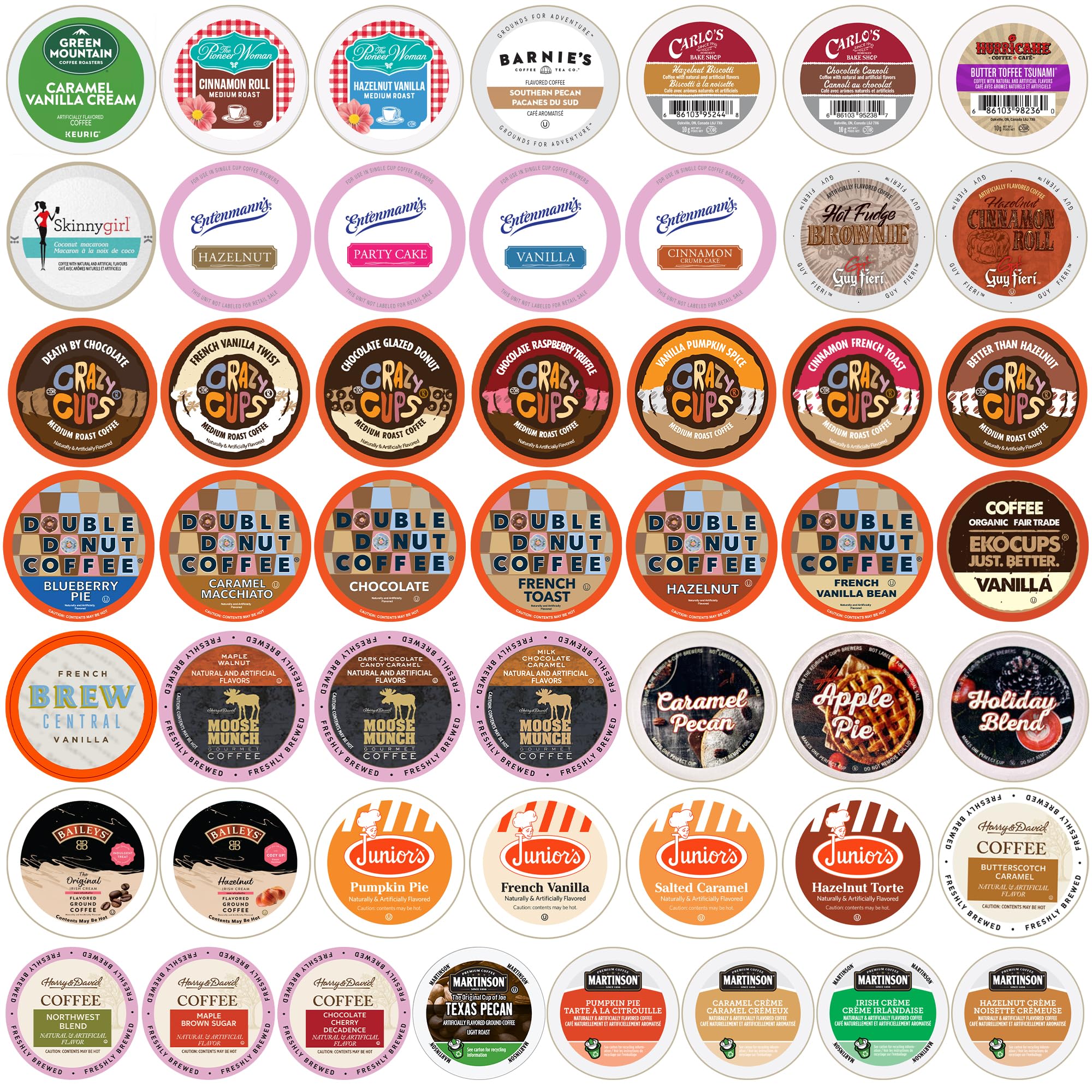 Flavored Coffee Pods Variety Pack - Single Serve Cups for All Keurig K Cups Coffee Makers - Premium Selection, 50 Count