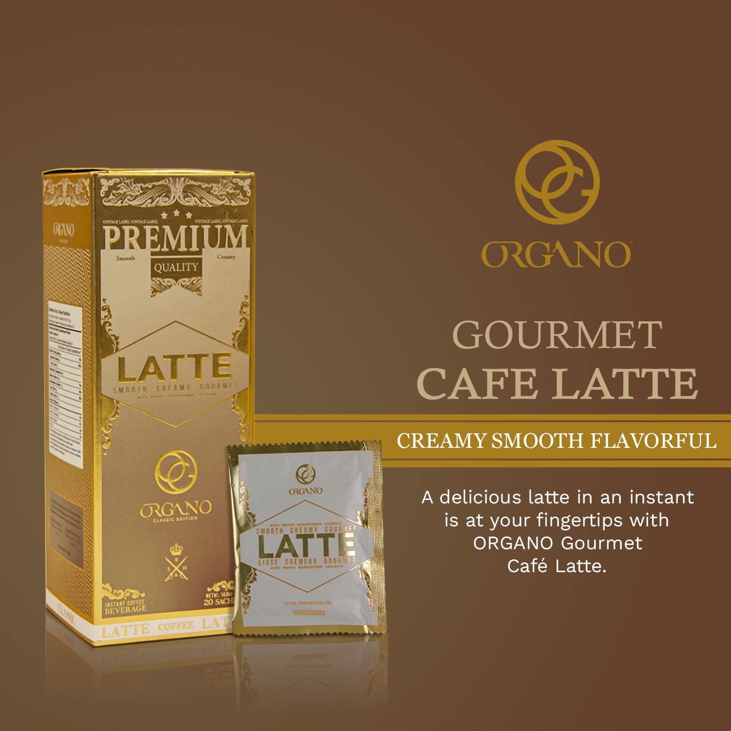 2 boxes ORGANO Gourmet Cafe Latte,100% Certified Ganoderma Lucidum (40 Sachets)