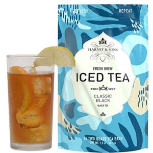 harney & sons organic black fresh brew iced tea two qt tea bags, unflavored, 15 count