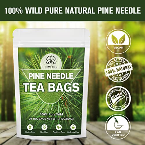 Organic Pine Needle Tea Bags, Natural Herbal Caffeine Free Teabag, Premium Pine Needles 30 Tea Bag - Strengthens Immunity