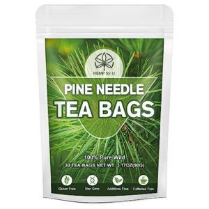 organic pine needle tea bags, natural herbal caffeine free teabag, premium pine needles 30 tea bag - strengthens immunity