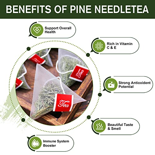 Organic Pine Needle Tea Bags, Natural Herbal Caffeine Free Teabag, Premium Pine Needles 30 Tea Bag - Strengthens Immunity