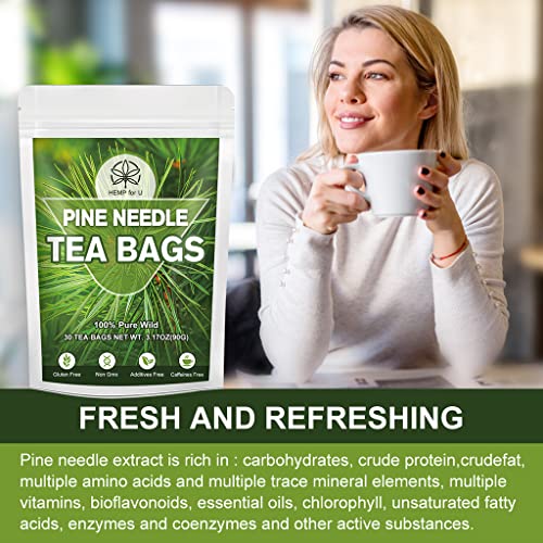 Organic Pine Needle Tea Bags, Natural Herbal Caffeine Free Teabag, Premium Pine Needles 30 Tea Bag - Strengthens Immunity