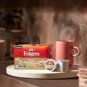 Folgers French Vanilla Flavored Coffee, 12 Keurig K-Cup Pods