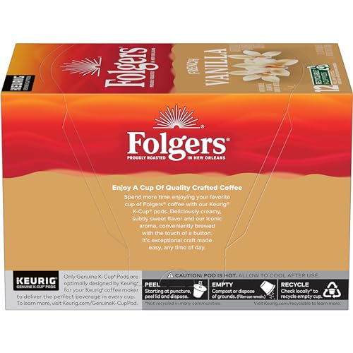 Folgers French Vanilla Flavored Coffee, 12 Keurig K-Cup Pods