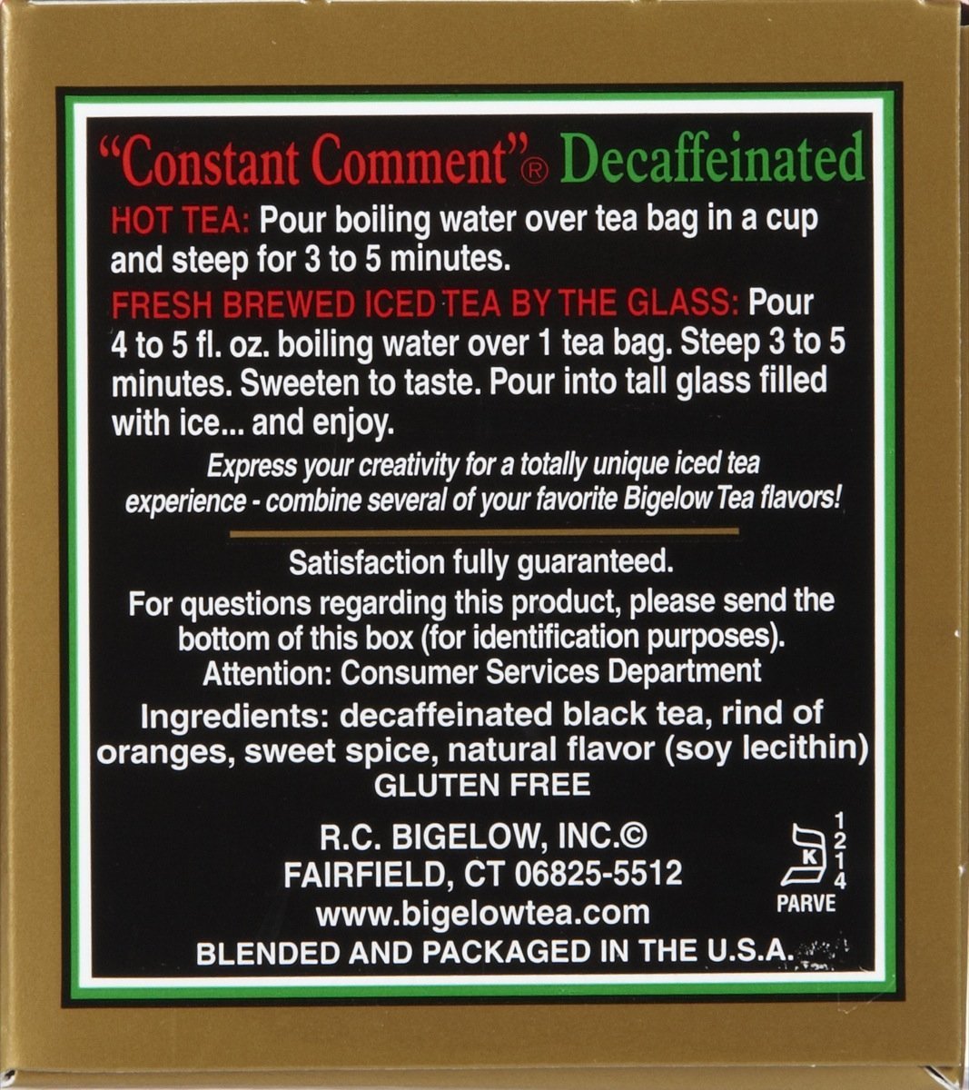 Bigelow Tea - Black Tea Constant Comment Decaffeinated - 20 Tea Bags