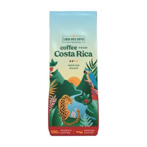 coffee from costa rica medium roast ground - 1 bag (12oz) - 100% fresh arabica beans - by liquid gold - local athentic sourced coffee from costa rican farmers