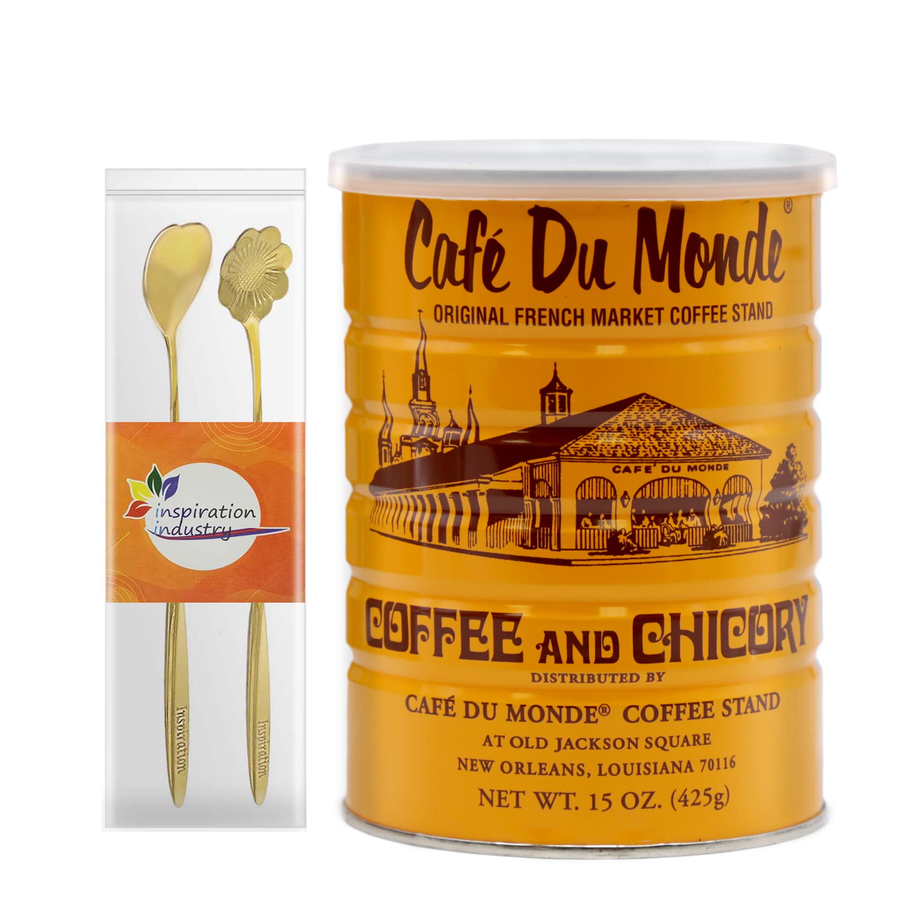 Cafe du Monde Ground Coffee 15 Oz (425 g) With 2 Coffee Spoons (1 CAN)