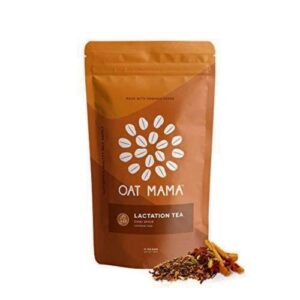 oat mama lactation tea: chai spice, breastfeeding support for new moms, organic herbs to help increase milk supply, women-owned, 14 tea bags
