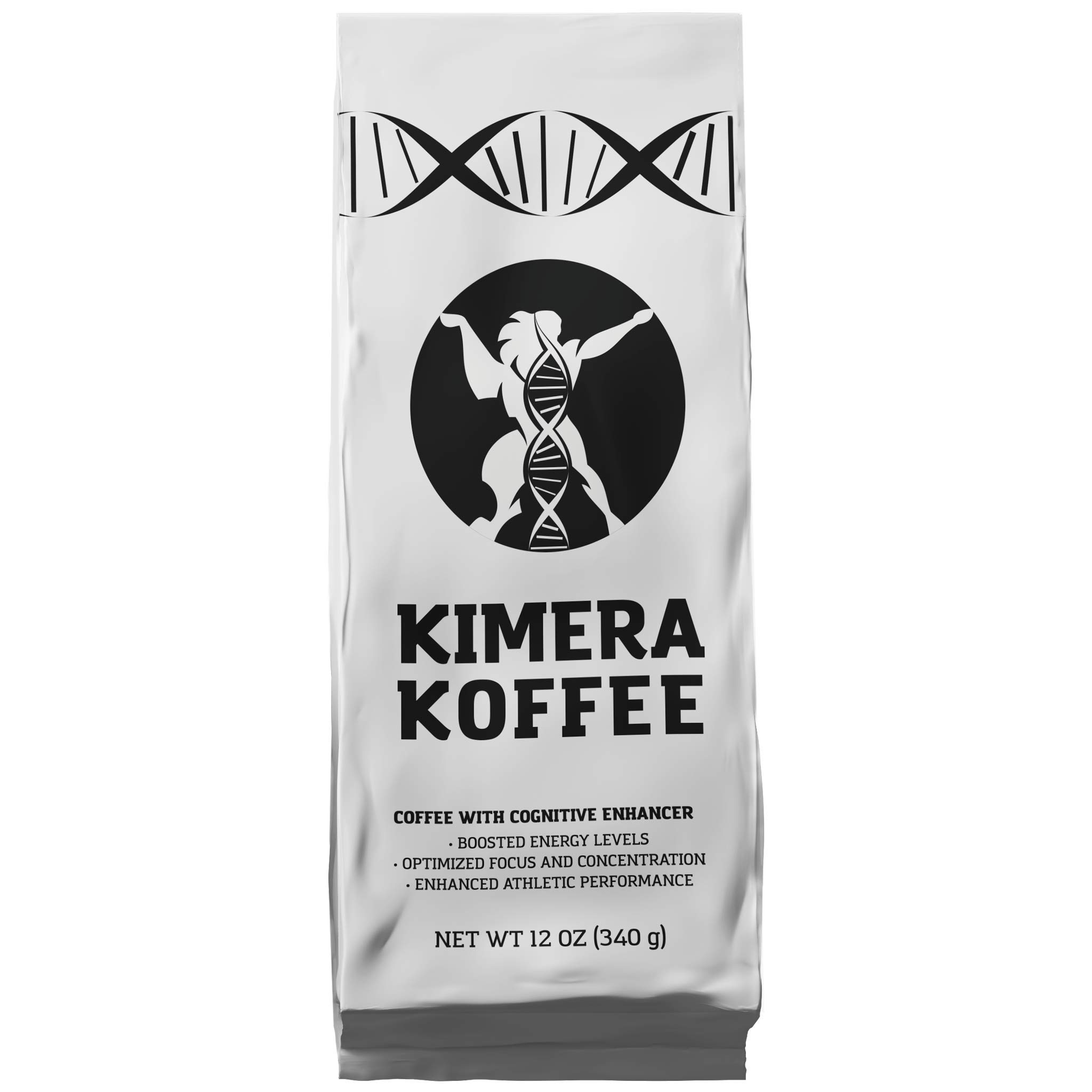 Kimera Koffee - Organic Medium Roast Ground Coffee | Original Blend | Infused with Brain Vitamins |Taurine, Alpha GPC, DMAE, and L-theanine | Enhance Cognitive Stamina & Athletic Performance | 12oz