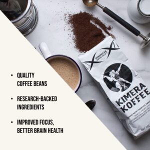 Kimera Koffee - Organic Medium Roast Ground Coffee | Original Blend | Infused with Brain Vitamins |Taurine, Alpha GPC, DMAE, and L-theanine | Enhance Cognitive Stamina & Athletic Performance | 12oz