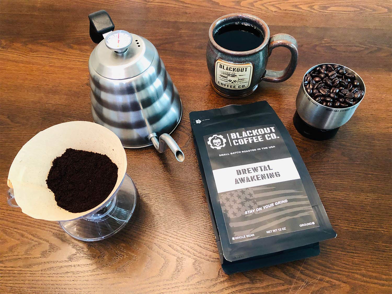 Blackout Coffee, Brewtal Awakening Dark Roast Coffee, High Caffeine, Bold, Rich, Aromatic, Strong & Flavored Coffee Beans, Fresh Roasted In The USA – 12 oz Bag (Ground Coffee)