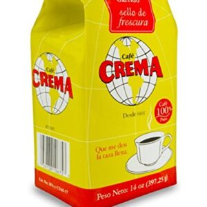 Cafe Crema Medium Roast Ground Puerto Rican Coffee, 14 Ounce Bag (Pack of 2)