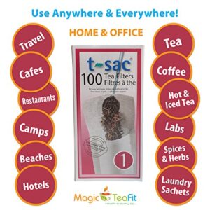 Modern Tea Filter Bags, Disposable Tea Infuser, Size 1, Set of 200 Filters - 2 Boxes - Heat Sealable, Natural, Easy to Use Anywhere, No Cleanup – Perfect for Teas, Coffee & Herbs - from Magic Teafit