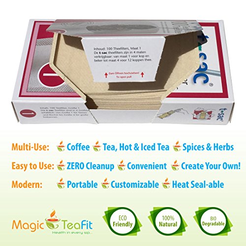 Modern Tea Filter Bags, Disposable Tea Infuser, Size 1, Set of 200 Filters - 2 Boxes - Heat Sealable, Natural, Easy to Use Anywhere, No Cleanup – Perfect for Teas, Coffee & Herbs - from Magic Teafit