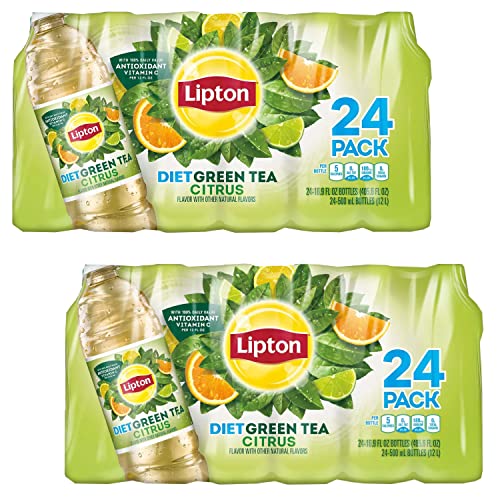 Diet Green Iced Tea - Citrus Flavor With Other Natural Flavors - With 100% Daily Value Antioxidant Vitamin C Per 12 Fl Oz, 24-500 ml Bottles - 2 Pack