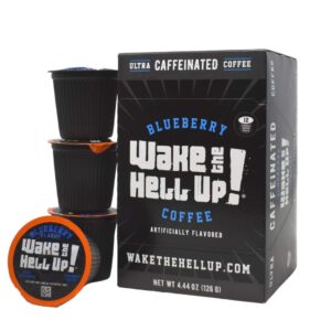 wake the hell up!® blueberry flavored single serve coffee pods of ultra-caffeinated coffee for k-cup compatible brewers | 12 count, 2.0 compatible