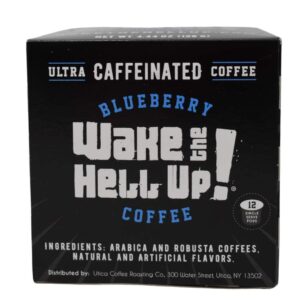 Wake The Hell Up!® Blueberry Flavored Single Serve Coffee Pods Of Ultra-Caffeinated Coffee For K-Cup Compatible Brewers | 12 Count, 2.0 Compatible