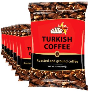 elite turkish ground roasted coffee bag, 3.5000-ounces (pack of 8)