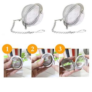 SHUO 2pcs Stainless Steel Tea Strainer Mesh Tea ball Filter Net Round With Chain