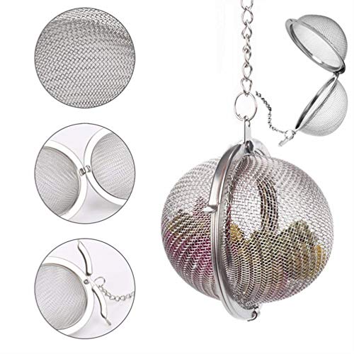 SHUO 2pcs Stainless Steel Tea Strainer Mesh Tea ball Filter Net Round With Chain