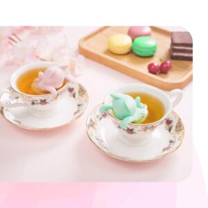 Tea Infuser Set for Loose Leaf Tea, Cute Kit-Tea Strainer Couple for Enjoyable Tea, Perfect Tea Steeper Gift Set for Tea and Cat Lovers alike, Tea Filters in a Set of 2 for Mugs or Cups, Pink & Green