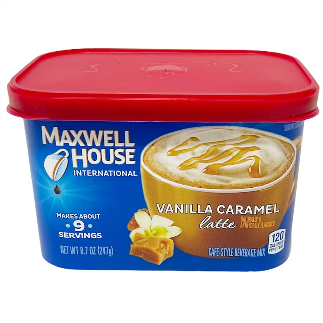 Maxwell House International Vanilla Caramel Latte Café-Style Instant Coffee Beverage Mix, 4 ct. Pack, 8.7 oz. Canister