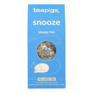 teapigs snooze sleepy tea bags, 15 count, herbal blend of apple, lavender & chamomile, calming organic herbal tea