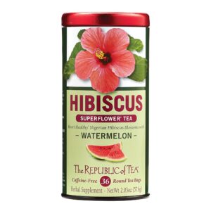 the republic of tea hibiscus watermelon superflower herbal tea, 36 tea bags, citrus berry flavored tea