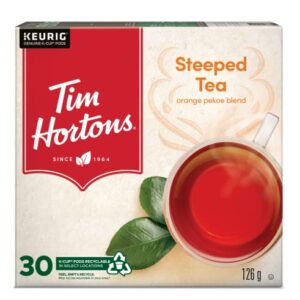 Tim Hortons Steeped Orange Pekoe Tea, Black Tea, Single Serve Keurig K-Cup Pods, 30 Count