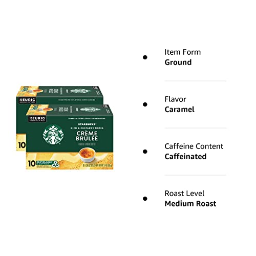 Starbucks Crème Brulée Flavored Blonde Roast Single Cup Coffee for Keurig Brewers, 10 Count - Pack of 2