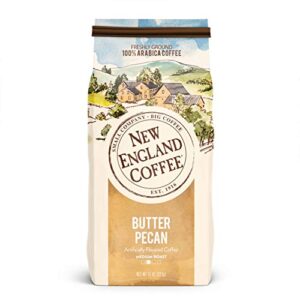 new england coffee butter pecan medium roast ground coffee, 11oz bag (pack of 1)