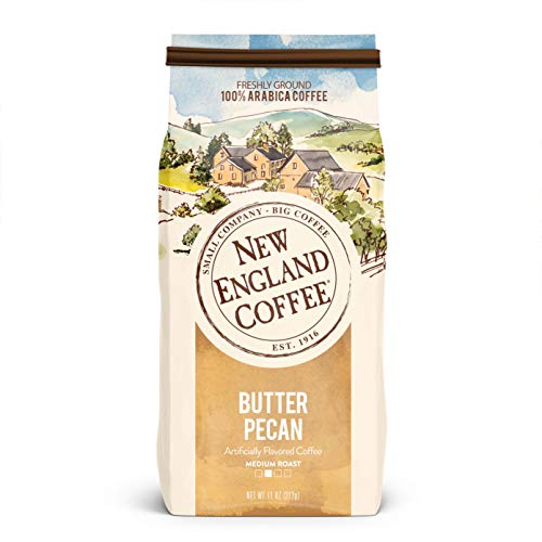 New England Coffee Butter Pecan Medium Roast Ground Coffee, 11oz Bag (Pack of 1)