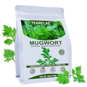 tearelae - natural mugwort herb dried leaves - 4oz/114g - mugwort tea loose leaf - non-gmo, sulfur-free - 100% pure premium dried herbs - help sleep a lucid dream