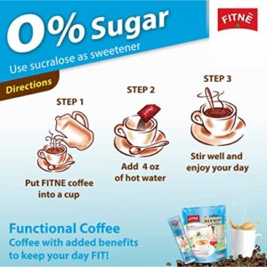 FITNE Instant 3 In 1 Coffee Packets Mix With Herbs Cinnamon Garcinia Safflower Spice Latte Smooth Blend No Sugar Sucralose Sweetener, 10 Sticks