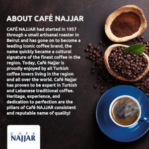 Café Najjar, Turkish Coffee, 100% Arabica Coffee Beans, Ground Coffee, Dark Roast, Lebanese Coffee, Arabic Coffee, Coffee Beverages, Works with Turkish Coffee Machine. (1, 1 Pound)