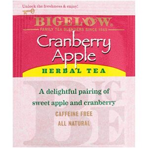Bigelow Cranberry Apple Herbal Tea Bags 28-Count Box (Pack of 1) Cranberry Apple Hibiscus Flavored Herbal Tea Bags All Natural Non-GMO