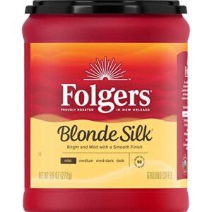 folgers blonde silk light roast ground coffee, 9.6 ounce