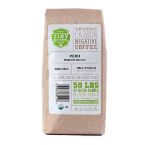 tiny footprint coffee - peru, medium roast, usda organic ground coffee, fair trade certified - 16 ounce