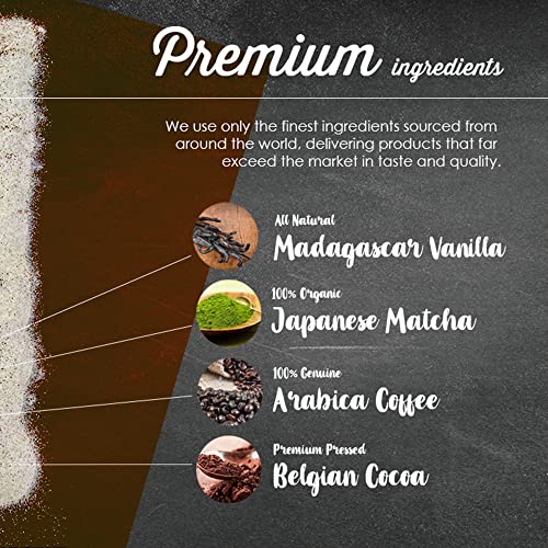 The Frozen Bean - Vanilla Bean Coffee Frappe & Latte Instant Mix with Arabica Coffee, Double Caffiene, Low Sugar - for Hot, Iced, or Frappuccino-Style Blended Drinks - (20) 0.53oz Single Serve Sticks